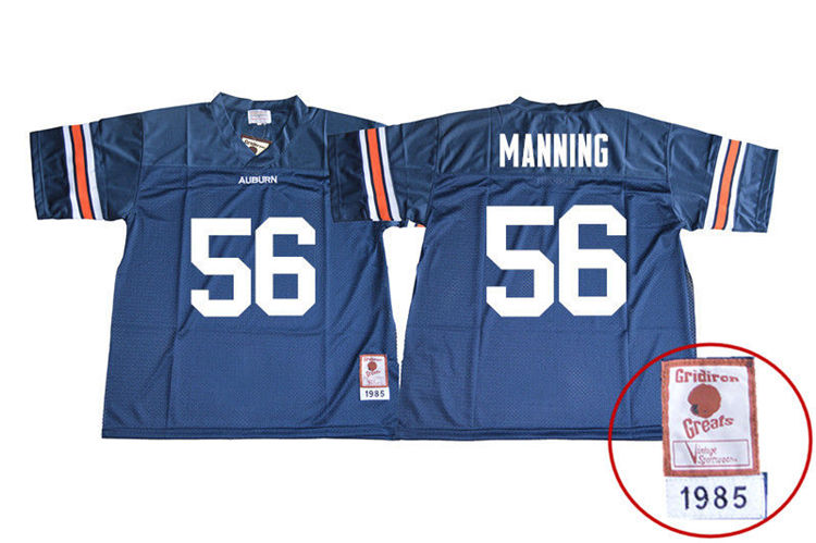 Auburn Tigers Men's Tashawn Manning #56 Navy Stitched College 1985 Throwback NCAA Authentic Football Jersey DGE1274GK